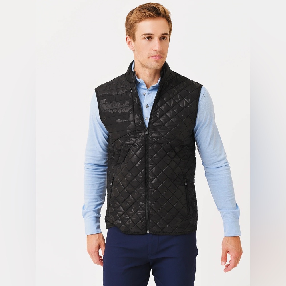 Greyson Mens Sioux puffer Quilted vest Black Camo Jacket Medium *o